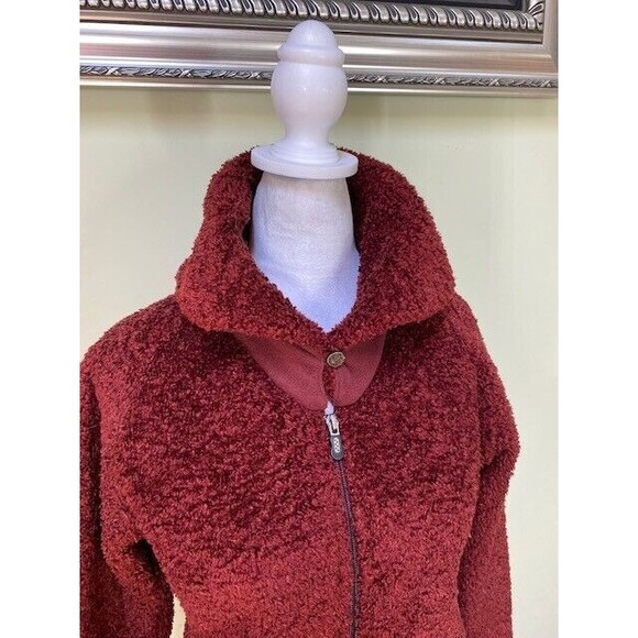 Patagonia Curly-Q Fuzzy Fleece Synchilla Maroon Full Zip Teddy Jacket Size M - Picture 2 of 9